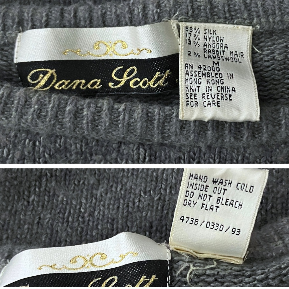 Vintage 80s 90s Sequins Beaded Grey Sweater. S/M. Silk Blend Retro Embellished - Picture 7 of 8